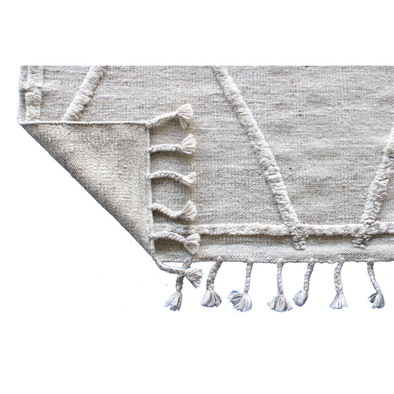 Moroccan Area Rug in Beige, Rectangle 10' x 14'