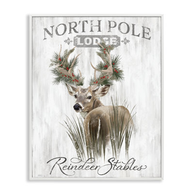 Giclée encadrée festive de renne d'hiver, design par Cat Thurman Designs