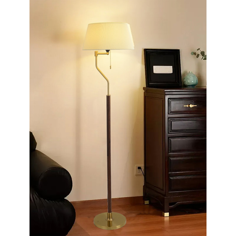 Lampe sur pied en fer, tissu et PVC de style rétro