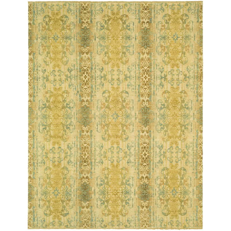 Castillian Hand-Knotted Gold/Yellow Area Rug, Rectangle 8' x 10'
