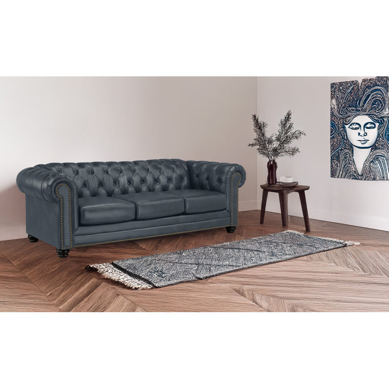 Canapé Chesterfield Ornellas, Similicuir ardoise