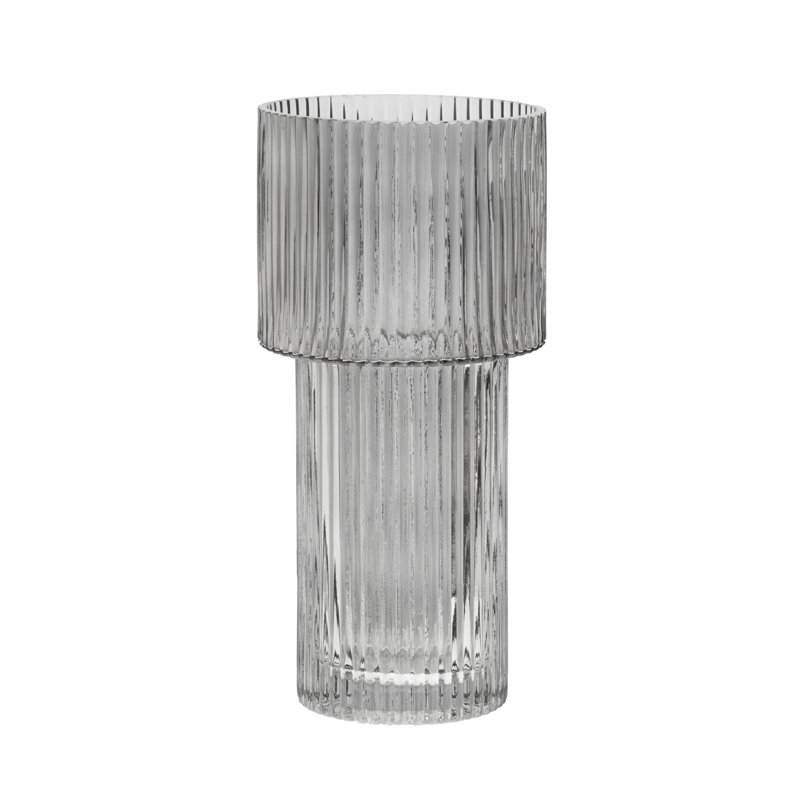 Demekia Glass Table Vase, Gray, 25cm H x 12cm W x 12cm D