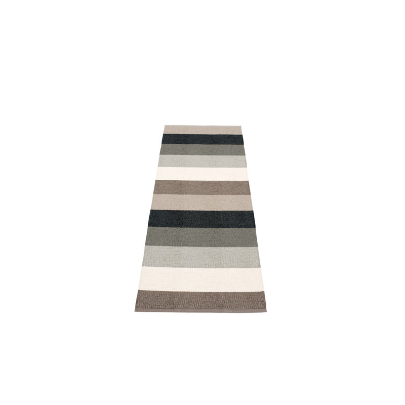 Molly Striped Area Rug in Black/Gray/Beige/Mud, Runner 2' x 6'6"