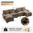 125.6'' U Shaped Sectional Sofa with Chaise Lounges, Storage Console, USB Charging Ports, Cup Holders, Chenille-1928011144