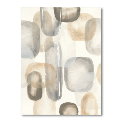 Abstrait gris neutre, peinture sur toile - Pierres grises ovales I