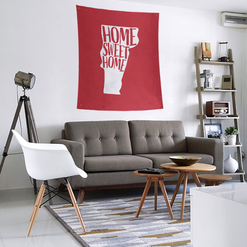 Tapisserie murale Home Sweet Vermont, H 80 po x l 68 po, Rouge