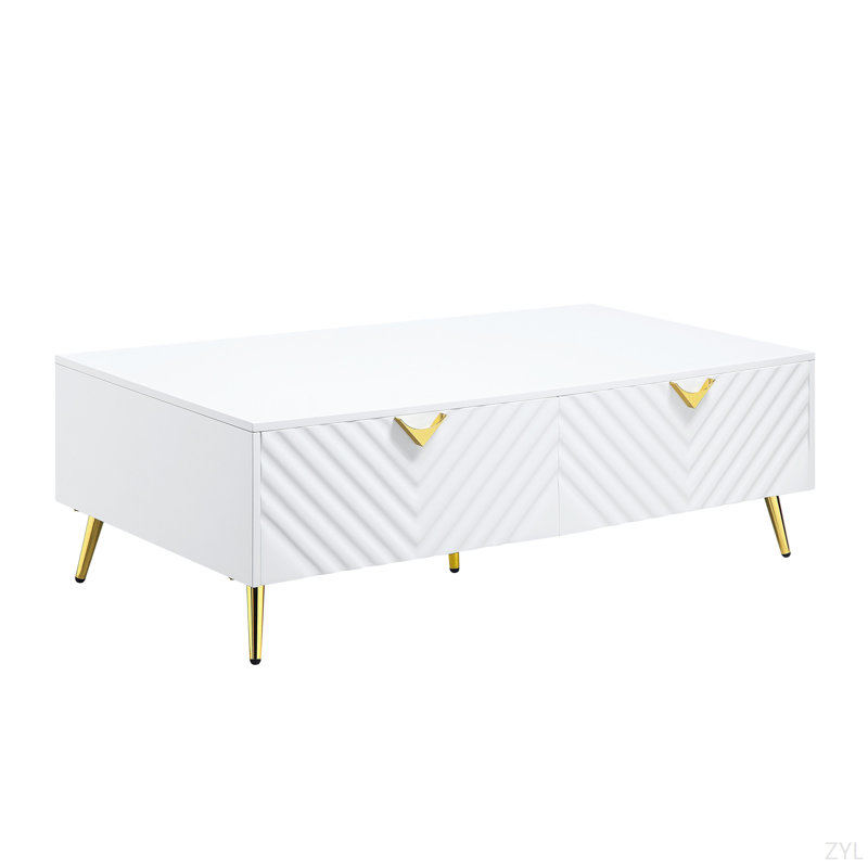 Table basse blanche à finition ultrabrillante