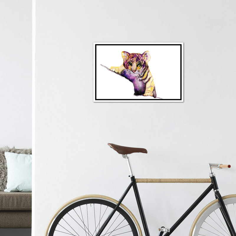 Art little tiger, Toile blanche encadrée, H 40 po x l 60 po x P 1,5 po
