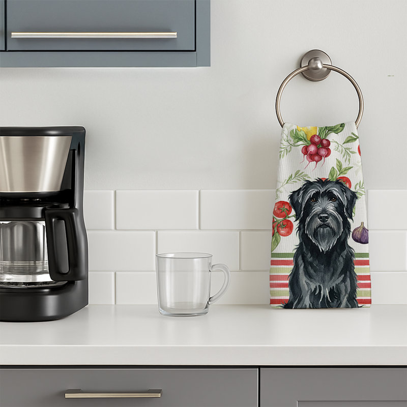 Black Briard Vegetables Kitchen Towel, Black Briard