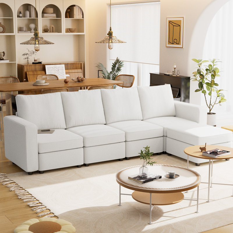 Canapé modulaire 5 pièces VINGLI, Polyester blanc