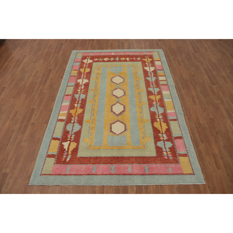 Tapis à motif géométrique de teinture végétale 6 x 9