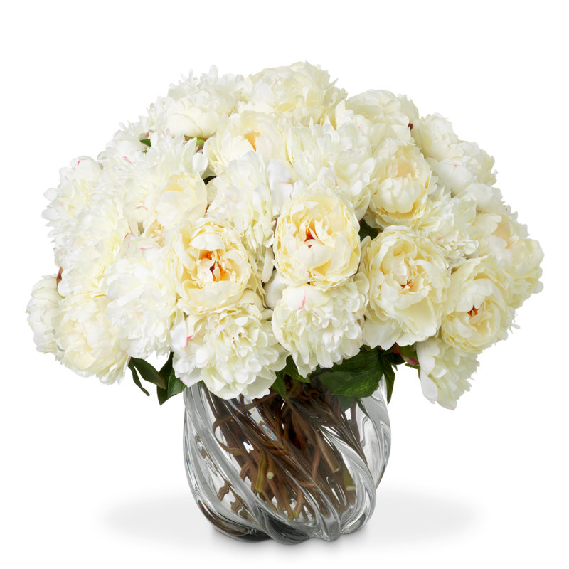 Bouquet Of Peonies Pink Tones Real Touch 48 Pcs/2 Varieties, White