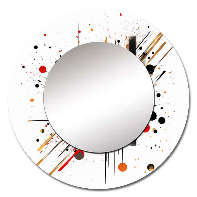 Rouge et noir abstrait Symphony II - miroir décoratif abstrait, miroir mural rond rouge, impression d'art en métal