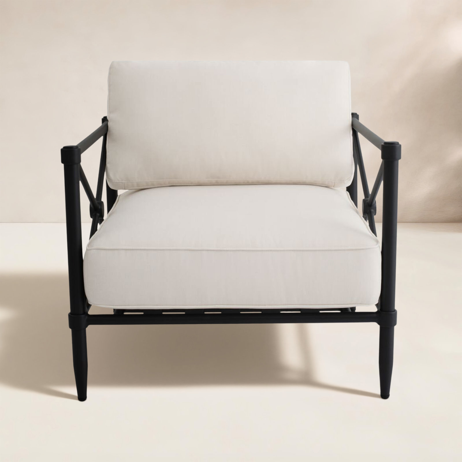 Odessa Patio Lounge Chair, Ivory Performance Fabric