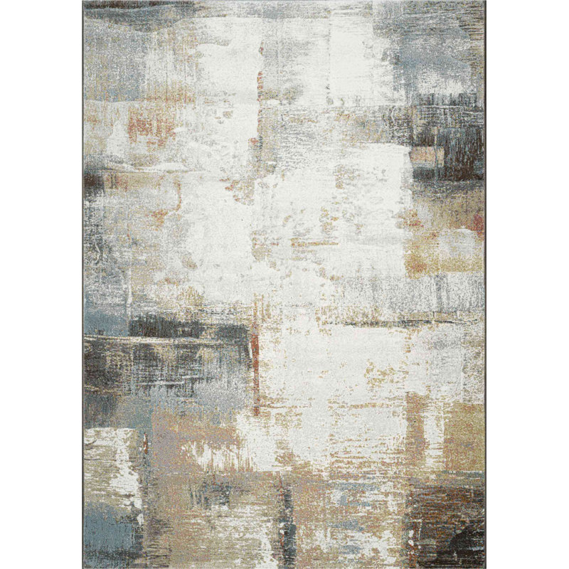 Clymer Tufted Grey/Beige/Blue Rug, Rectangle 80 x 150cm