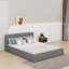 Grand lit tapissier au sol en velours-2121701333