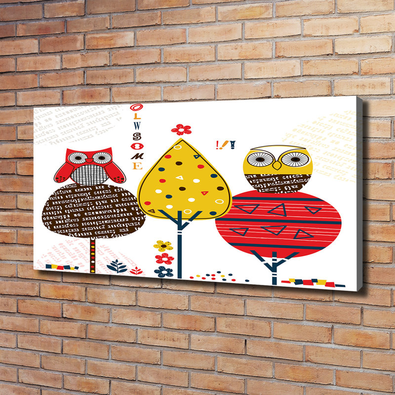 Owls On The Tree - No Frame Print on Canvas, No Frame, 120cm H x 60cm W