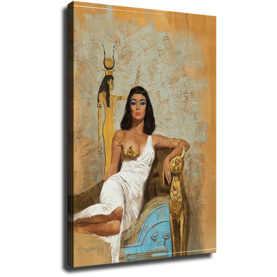 Elegant Cleopatra Portrait Wall Art, Egyptian Queen Wall Art, Ancient Egypt Decor, Mythological Canvas Painting, For Livingroom,