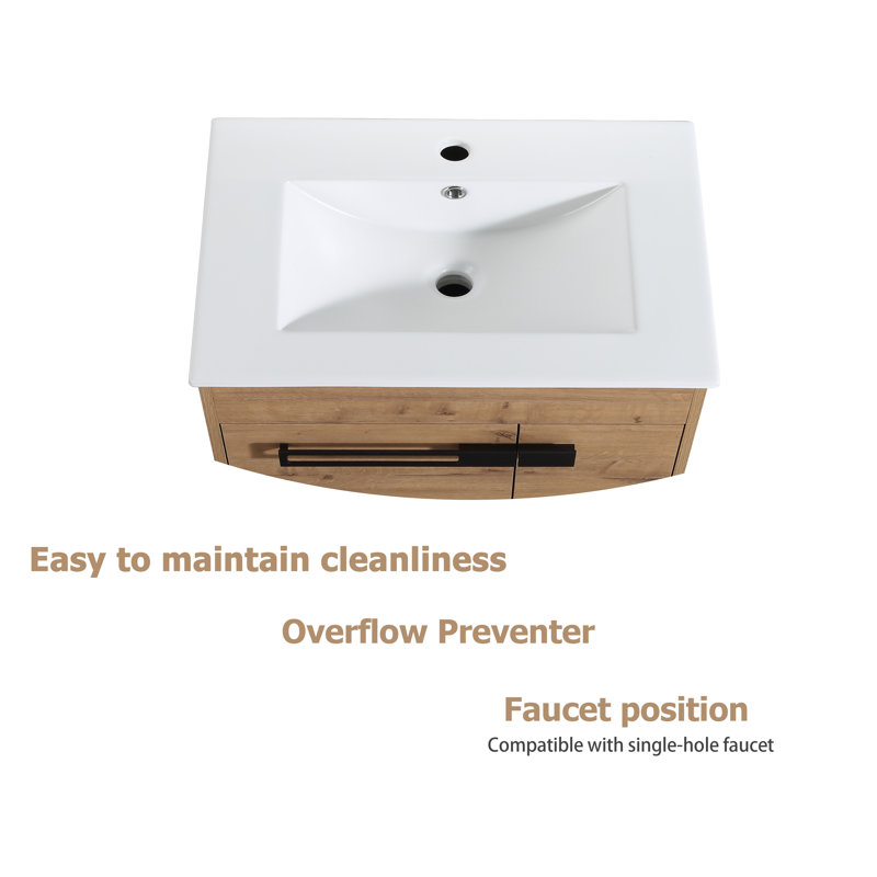 Meuble-lavabo simple avec plateau en céramique 30,28 po Craita