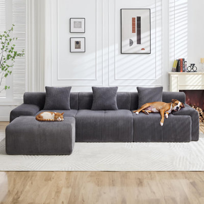 Canapé-lit d'angle modulaire Robscott Cloud de 300 cm (118,1 po) avec pouf, sans assemblage