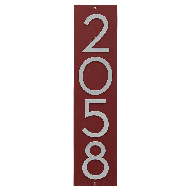 Plaque murale rectangulaire verticale flottante 6 po, Rouge brique / Argent, Oui