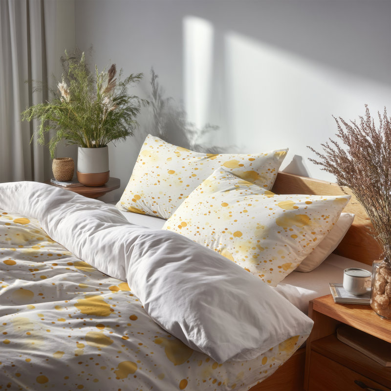 Gold And Cream Dew Bedding, Queen Comforter + 3 Additional Pieces