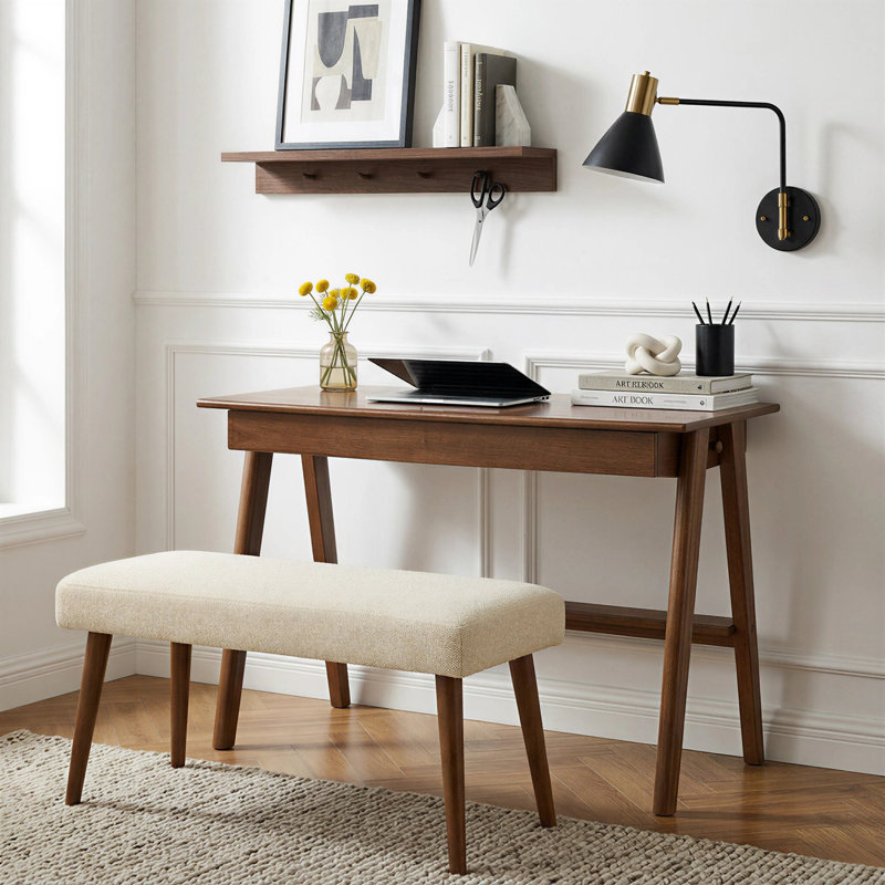 Bureau en bois massif l 31,5 po avec tiroirs, H 29,53 po x l 31,5 po x P 19,69 po, Brown