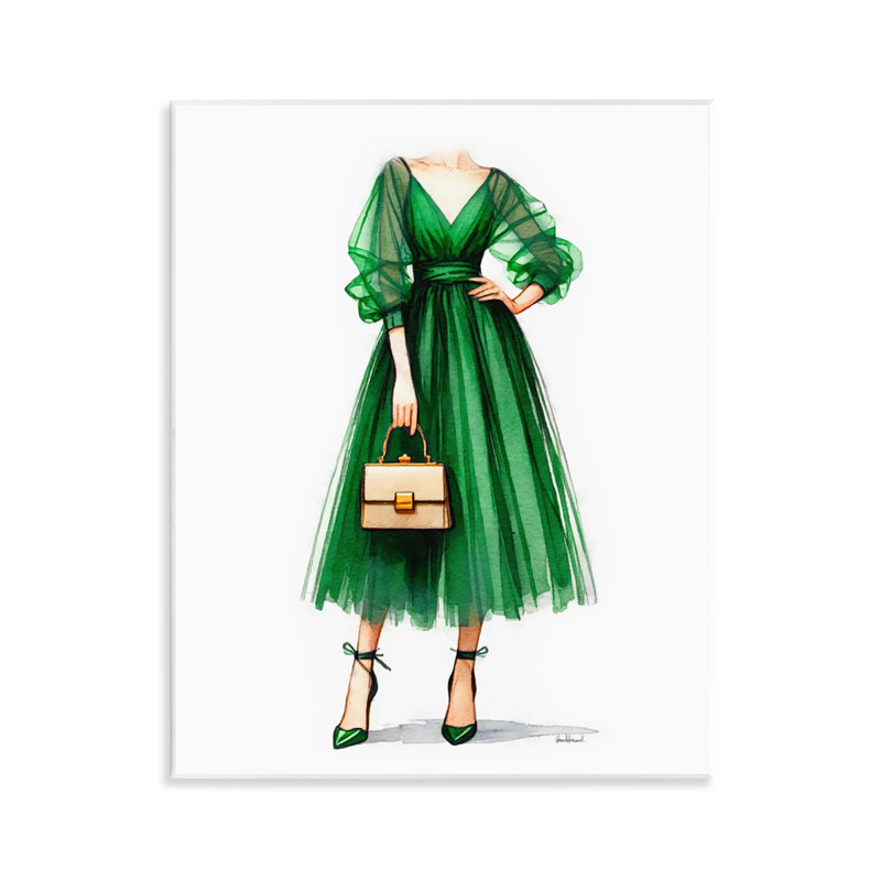«Glam Green Fashion Gown», art mural par Amanda Greenwood