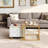 Gold And White Coffee Table Set Of 2, With Marble Pattern Coffee Table With Drawer Metal Frame Square End Table
