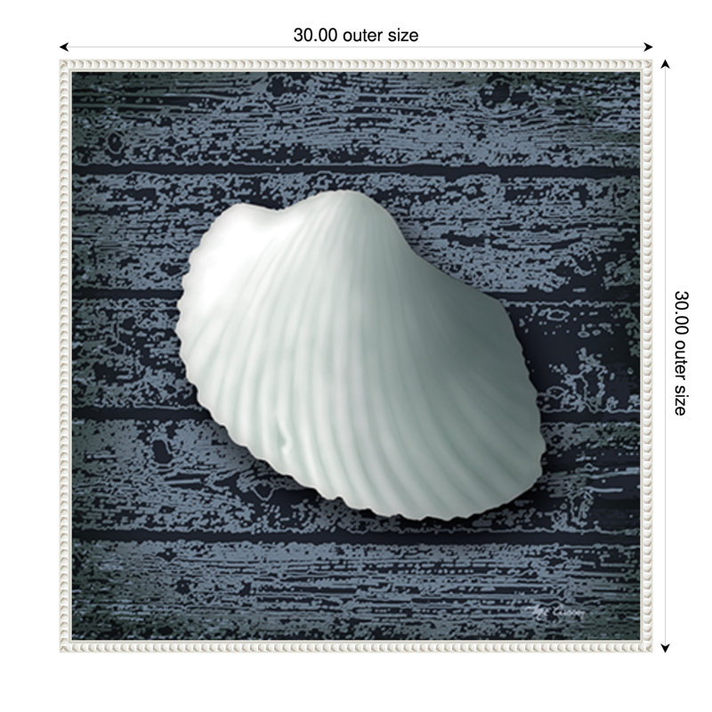 «Seashore Shells Navy I» par Marie Elaine Cusson, reproduction d'art sur toile encadrée, H 30 po x l 30 po