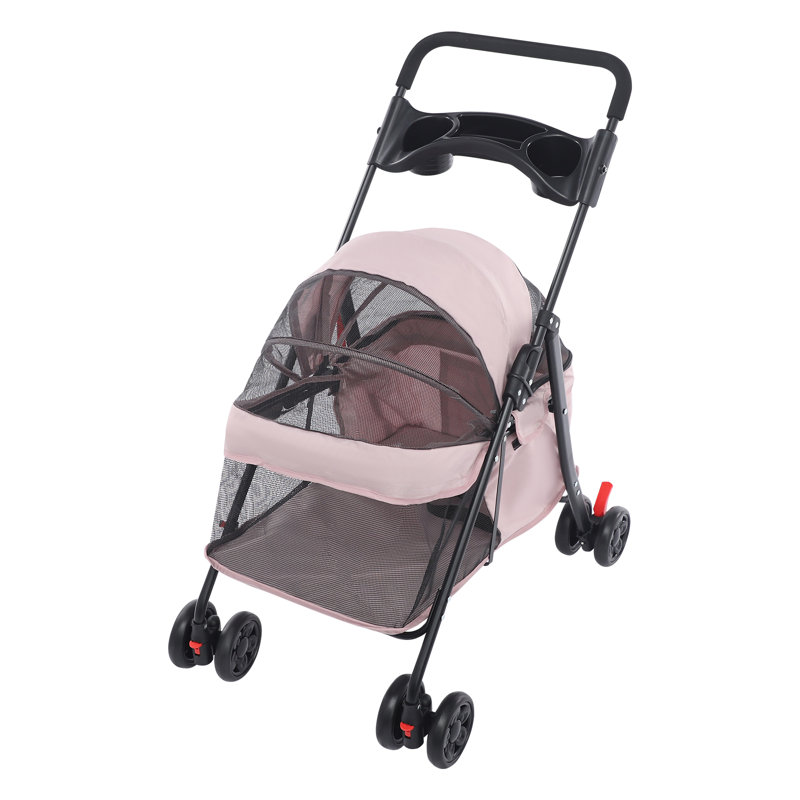 Foldable Pet Travel Cart Pet Stroller Comfortable Travel Buggy For Shopping & Outdoor Walks With Small Medium Dogs And Cats
