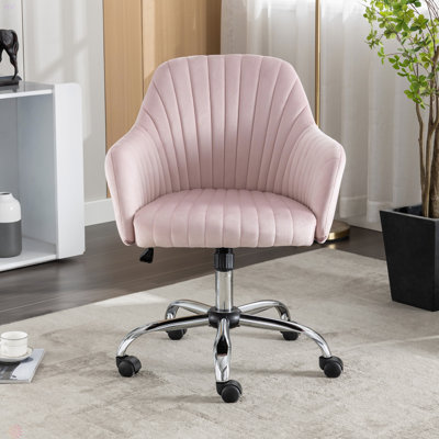 Chaise d'appoint moderne de bureau à domicile avec hauteur réglable en velours et roulettes réglables