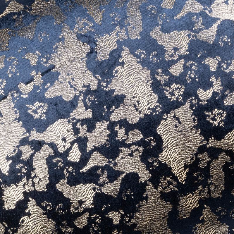Cloud9 Design Modern Syros Navy Gold Foiled Velvet Pillow Marble Print Decorative Accent, Navy/Gold