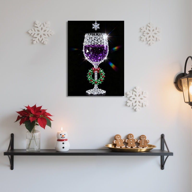 Verre à vin, art mural sur toile, H 18 po x l 12 po