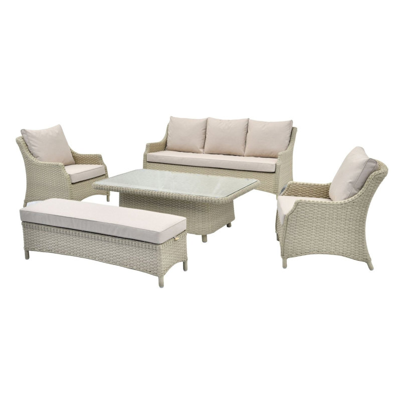 6 - Person Patio Dining Set with Rectangular Table , Cushions Included