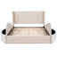 Lit plateforme tapissier grand avec velours, tête de lit, 1 grand tiroir et 2 tabourets latéraux (tête de lit beige avec rangement et idées pratiques présentées)-1166798651