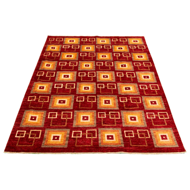 Tapis décoratif en laine de conception unique 6 pi 7 po x 10 pi noué à la main new age ziegler