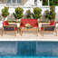 Acacia Wicker 4 - Person Patio Conversation Set with Cushions