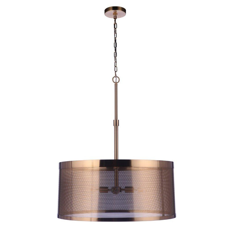 Luminaire suspendu tambour 4 lumières Mesh, Laiton satiné