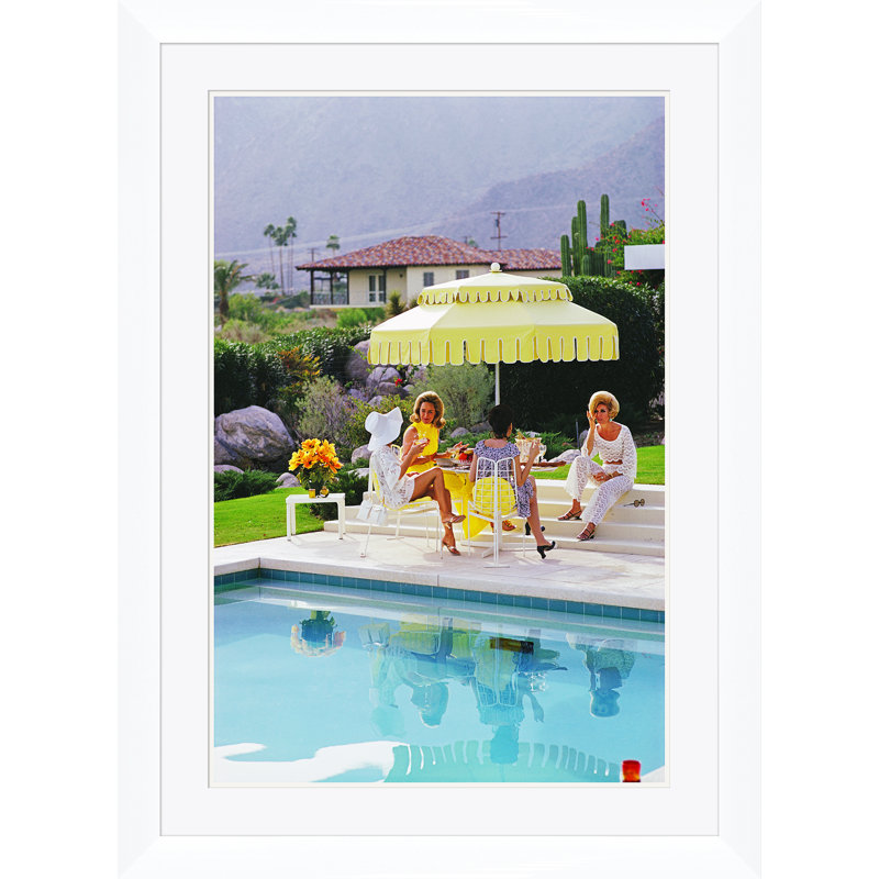 Nelda And Friends Print by Slim Aarons, 41" H x 30" W x 1.5" D, White Single Picture Framed