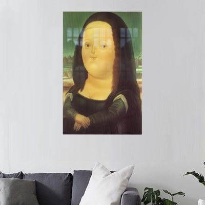 Fernando Botero's Interpretation Of Mona Lisa Printed On Tempered Glass For Elegant Wall Art Display