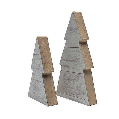 White Shiplap Mini Set of 2 Wooden Trees Farmhouse Christmas Decorations Holiday Home Decor