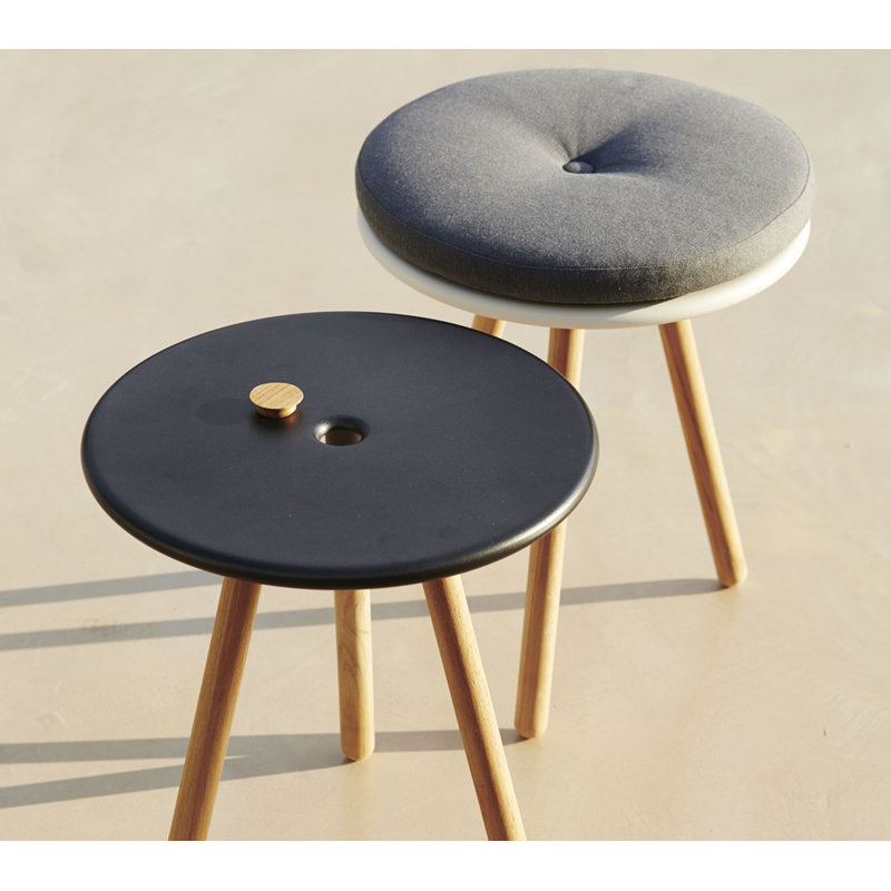 Area Outdoor Round Teak Side Table, Lava Gray