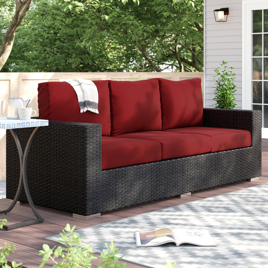 Modway Stopover Outdoor Patio Sunbrella Sofa Modway Cushion Color: Red