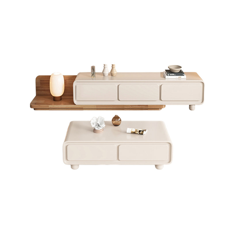 Ensemble de meuble télé extensible et table basse, Bois