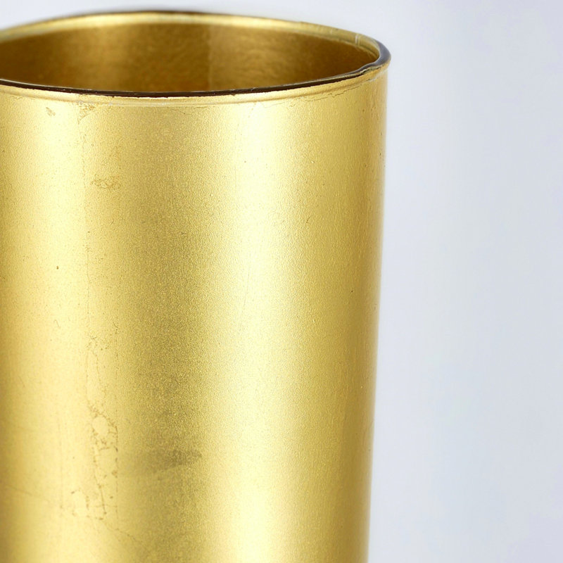 FLORA Solid Gilded Glass Cylinder Vase, Overall Height - 19.75'', Gold