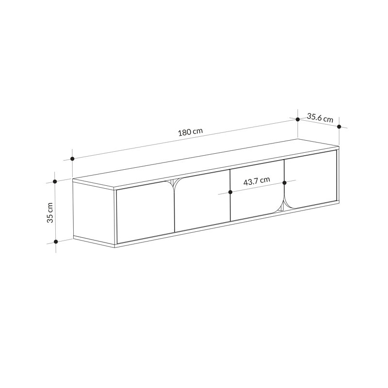Spark TV Unit Wall-Mounted Storage for TVs Up to 78 Inches Contemporary Design, Anthracite/Oak