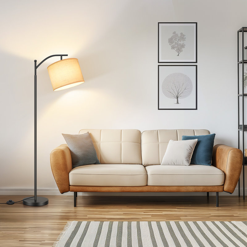 Harmonsburg 63'' LED Arched/Arc Floor Lamp, Black