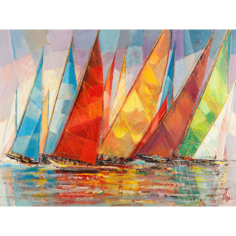 3LR6259 Summer Regatta by Luigi Florio - Wrapped Canvas Painting, 60cm H x 80cm W x 4cm D