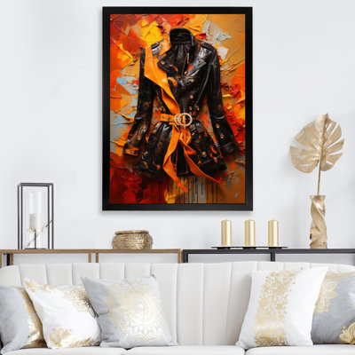 Glennet " Orange And Black Sculpted Dress "